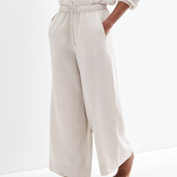 Oysho Pants - Oysho Women's Beige Elastic Waist Wide Leg Pants Size L